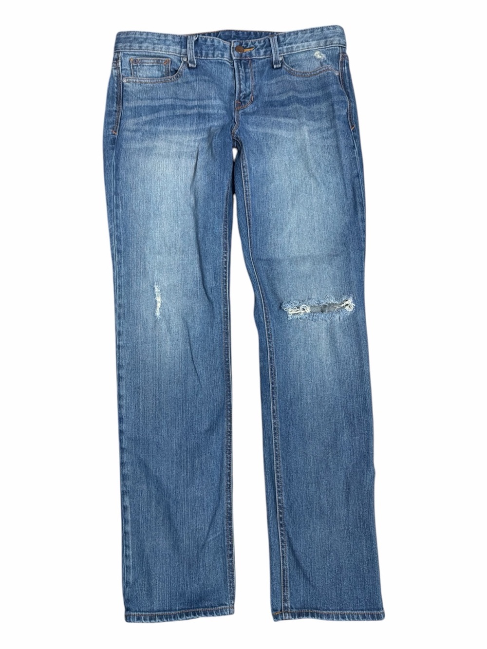 Y2K Distressed Gap Real Straight Jeans 30R Low Rise Medium Wash